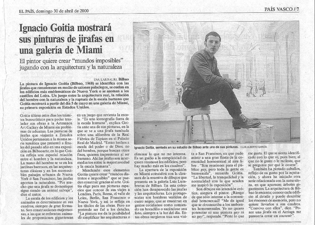 Ignacio Goitia mostrará sus pinturas de jirafas en una galería de Miami