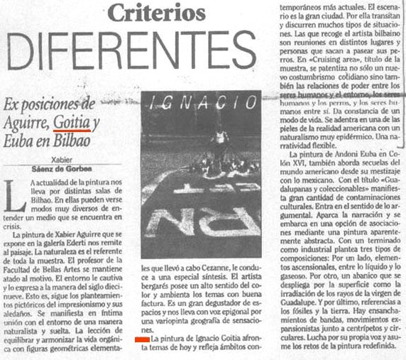 Criterios diferentes. Ex posiciones de Aguirre, Goitia y Euba en Bilbao
