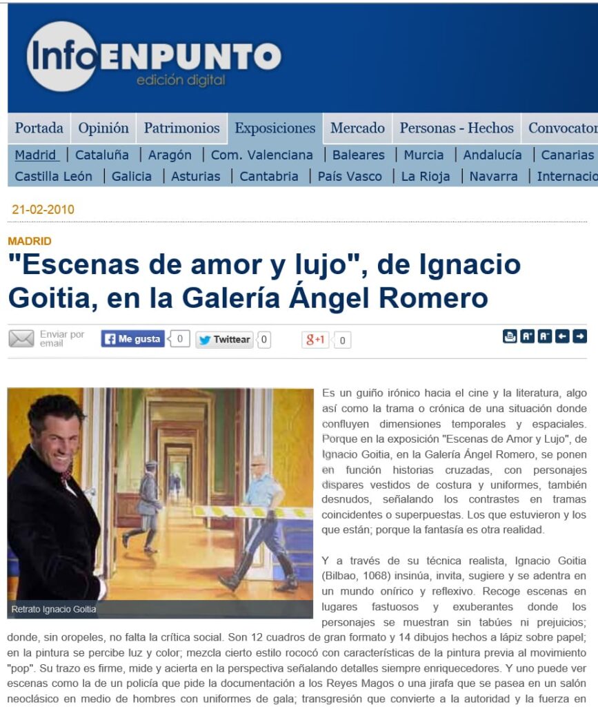 Escenas de amor y lujo, de Ignacio Goitia, en la Galería Ángel Romero