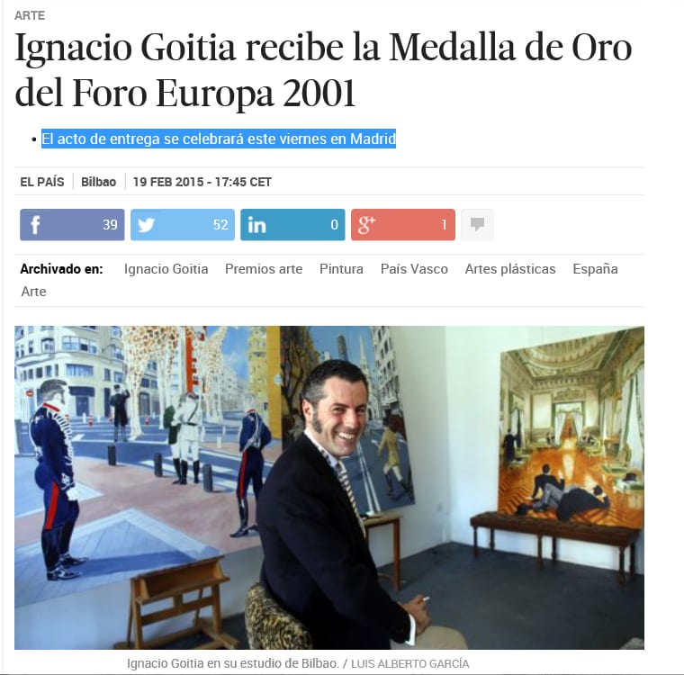 Ignacio Goitia recibe la Medalla de Oro del Foro Europa 2001