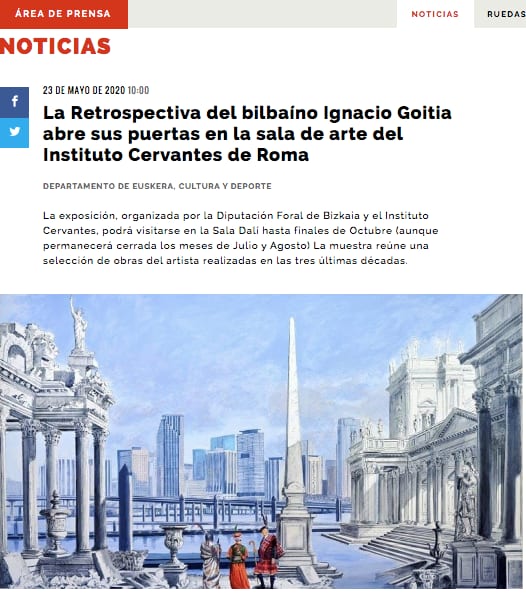 La Retrospectiva del bilbaíno Ignacio Goitia abre sus puertas en la Sala de arte del Instituto Cervantes de Roma