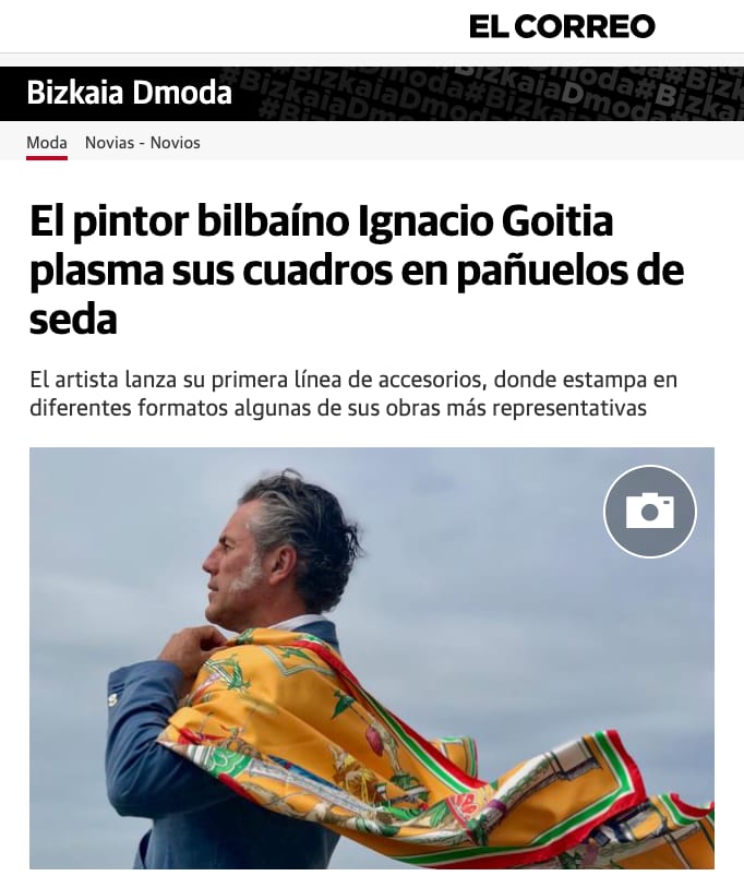 El pintor bilbaíno Ignacio Goitia plasma sus cuadros en pañuelos de seda