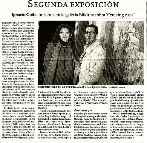 Segunda exposición: Ignacio Goitia presenta en la galería Bilkin su obra 'Cruising Area'