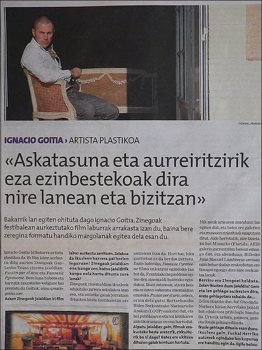 Ignacio Goitia Artista Plastikoa - Askatasuna eta aurreiritzirik eza ezinbestekoak dira nire lanean eta bizitzan