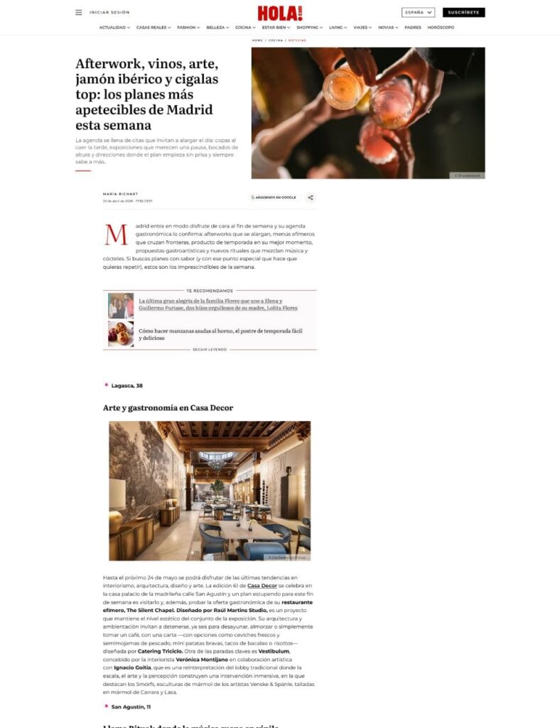 Afterwork, vinos, arte, jamón ibérico y cigalas top: los planes más apetecibles de Madrid esta semana