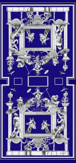 Jirafas Grisalla Azulón | Seda