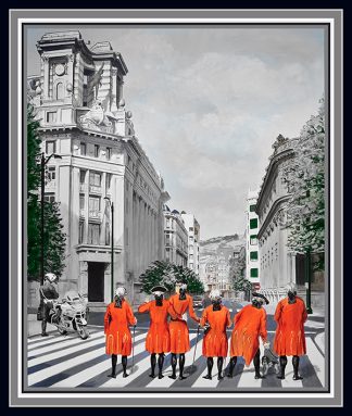 Gentilhombres del Duque de Orleans visitan Bilbao | Litografia